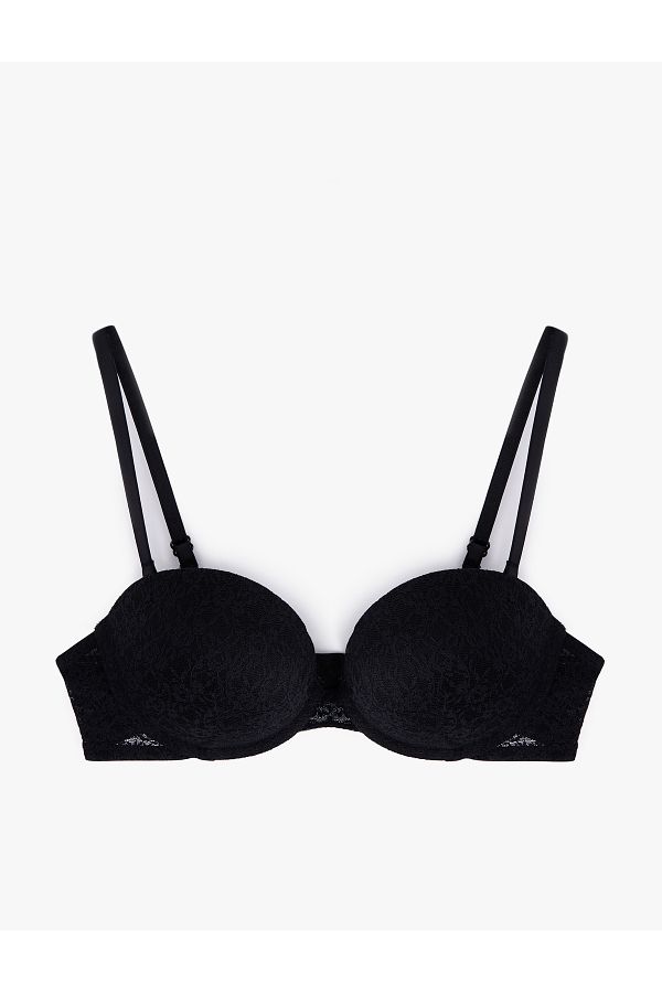 Koton-Extra Padding Maximizer Push up Lace Bra with Removable Straps 1