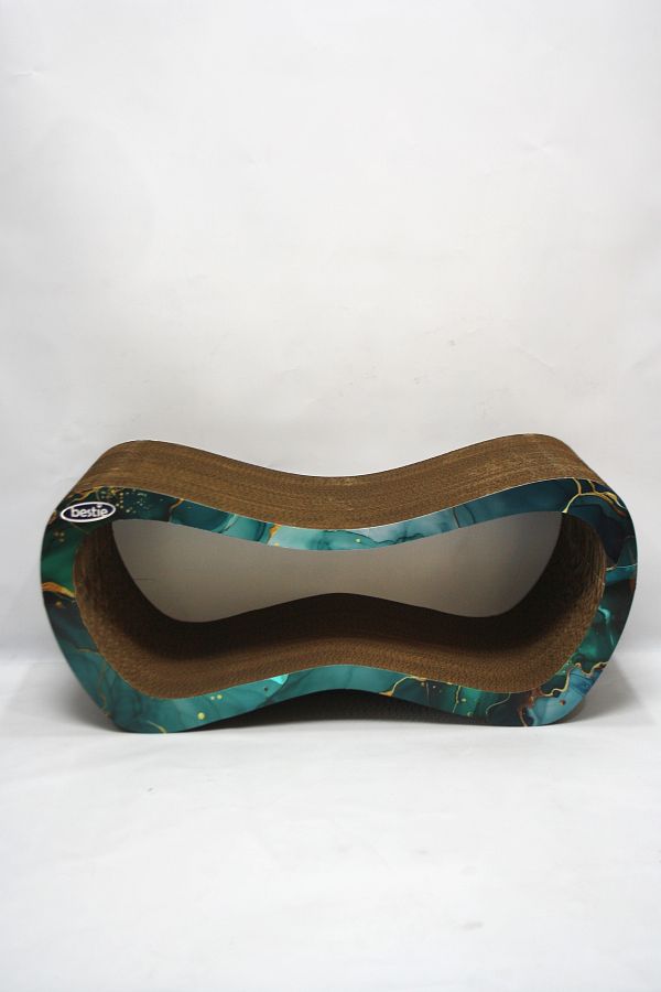 Bestie-Cat Scratching Sofa Cardboard Cat Scratching Horizontal Scratching- Large (59X24X26 cm)- 3D Emerald Pattern 1