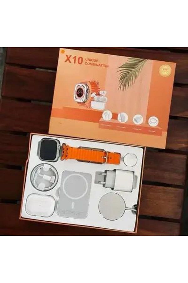Dexia-Set Gadget 6-in-1 Portabil – Ceas Smart 49 mm, Ecran 2", Powerbank Wireless, Casti In-Ear, 1