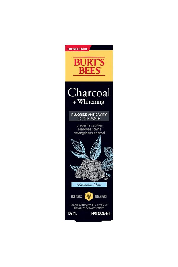 Burt's Bees-Charcoal Fluoride, Toothpaste with Carbon and Fluoride, Mountain Mint, 105 ml 1