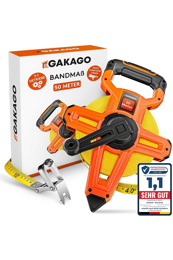 Gakago-Professional Tape Measure, 50m - Measuring Tape With 3:1 Quick Winding System 1