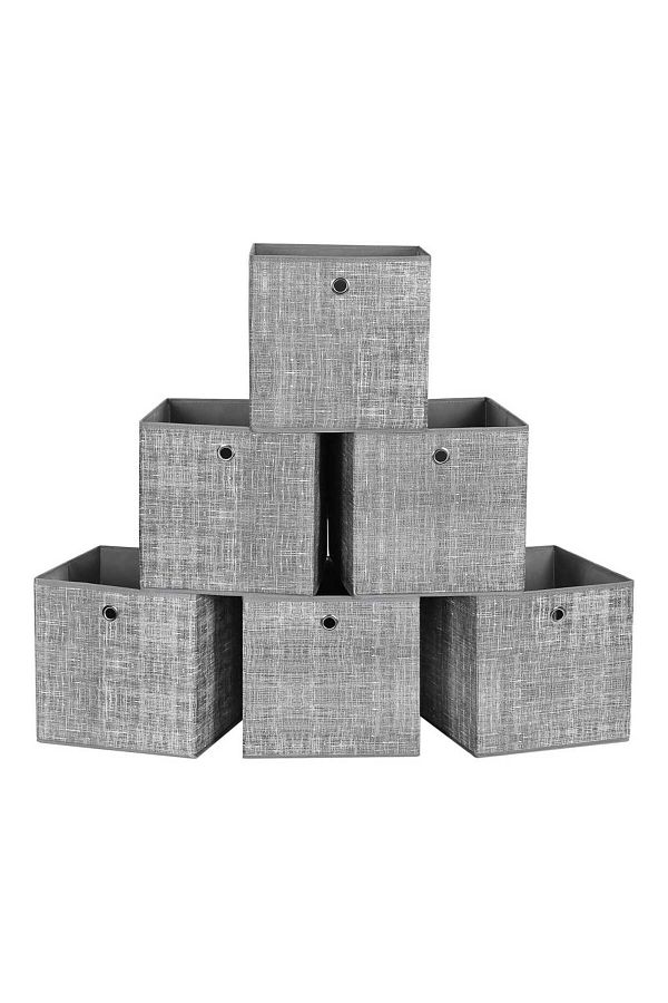 ASTERA-Storage Box Set of 6 - Non Woven Fabric, with Handles, Folding, for Clothes, Gray 1