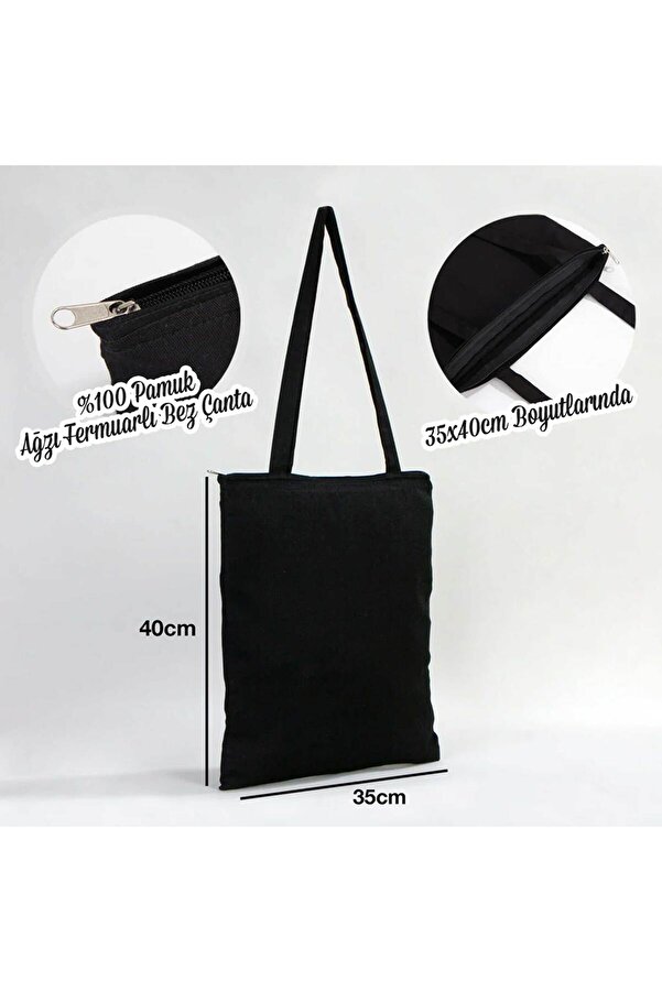 Z zepplin Riverdale Cartoon Black Zippered Cloth Bag Gabardine