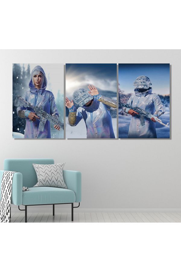 4gdran-Three PUBG game design canvas paintings with hidden wooden frame 1