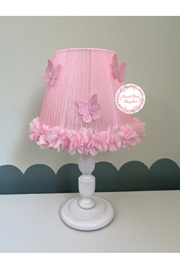 Keçeli parti hayalleri Bebek çocuk odası abajur pembe kelebekli