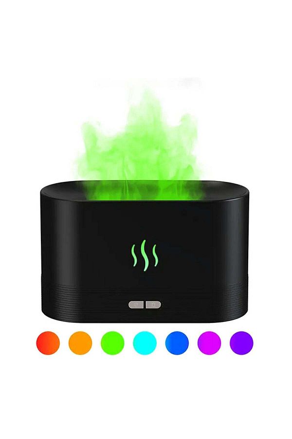divendi-ro-Aromatherapy Diffuser and Humidifier with Flame and Ultrasound Effect, 3 in 1, LED RGB, 180ml, Black 1