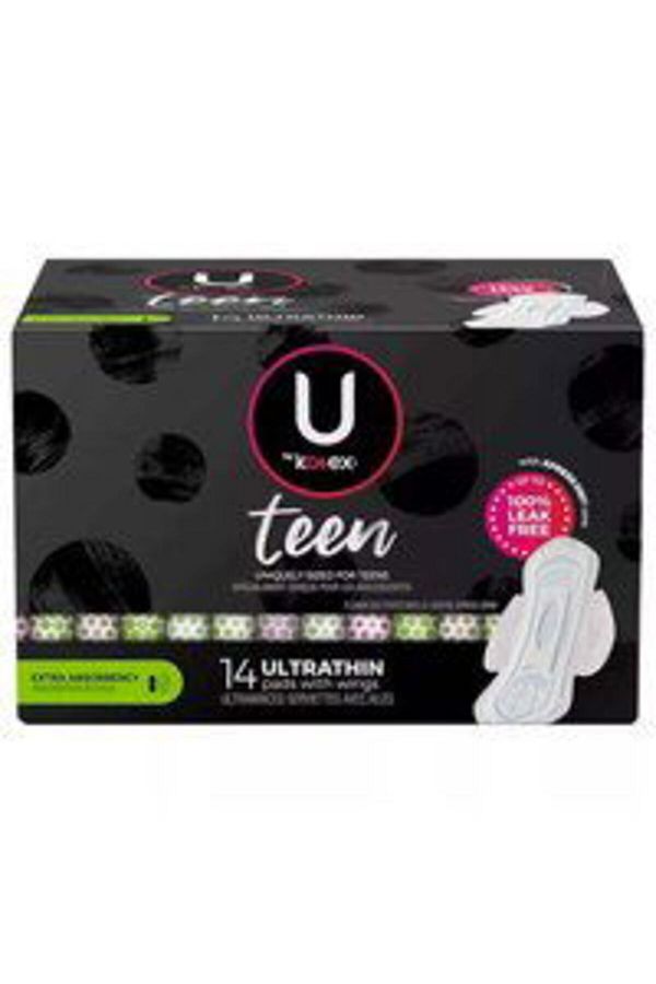 Kotex-U by Kotex Balance Sized for Teens Ultra Thin Pads with Wings, Extra Absorbency - 14 pads 1