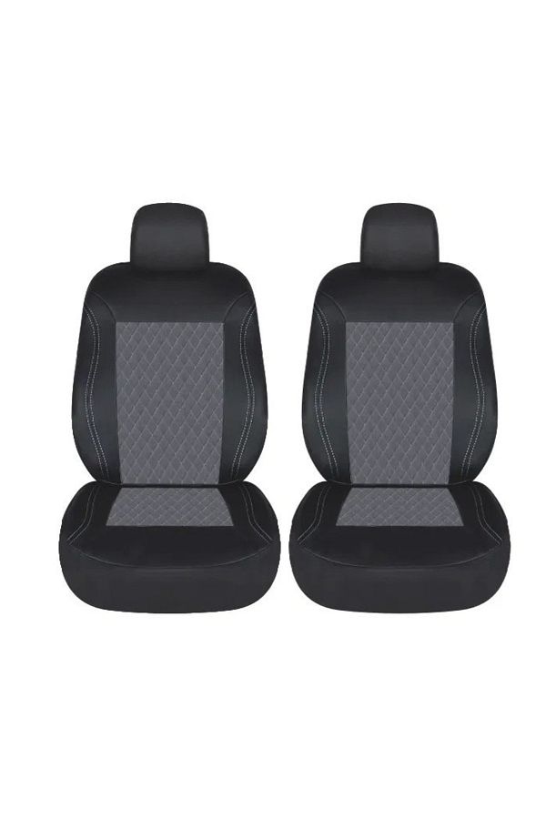 CED AUTO TRADE-Set 1+1 Huse auto pentru scaune față universale, negru cu gri, material textil 1