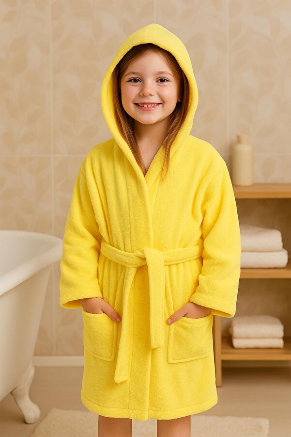 Ender Home CottonVerse Genç & Çocuk Kapşonlu Bornoz – %100 Pamuk, Unisex