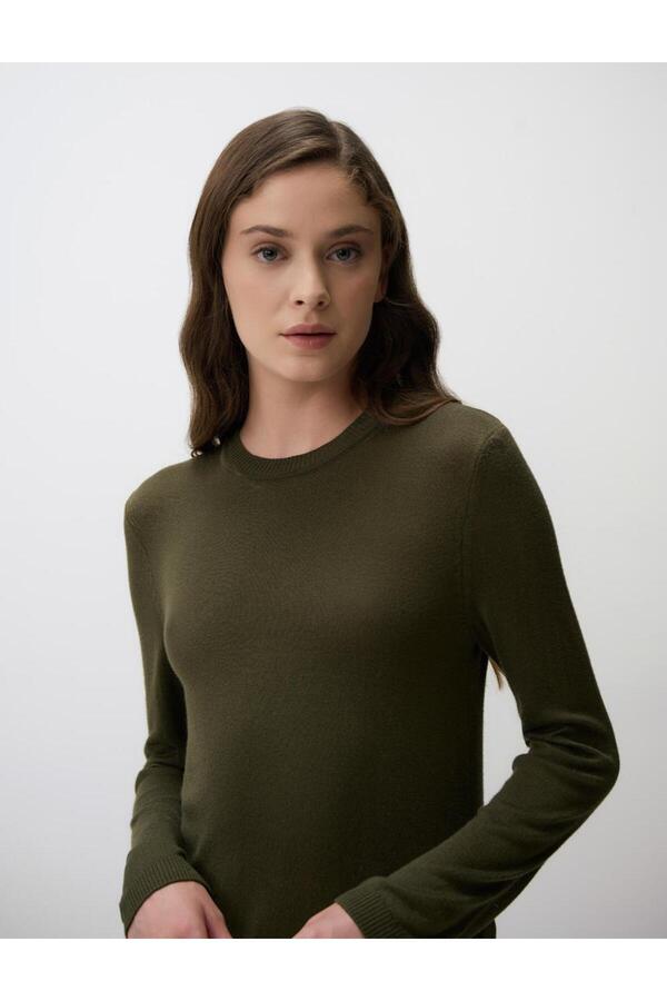 Jimmy Key-Khaki Crew Neck Slim Fit Knitwear Sweater 1