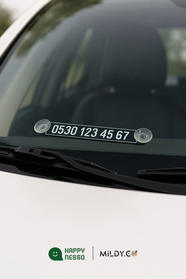 Happynesso-Black Plexiglass Top and White Written Car Interior Suction Cup Numberator from the Numberator Series 1