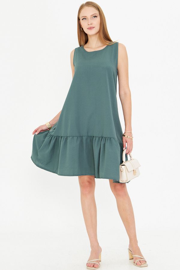 armonika-Rochie de damă cu fustă fără mâneci benzină cu volane ARM-18Y001156 1
