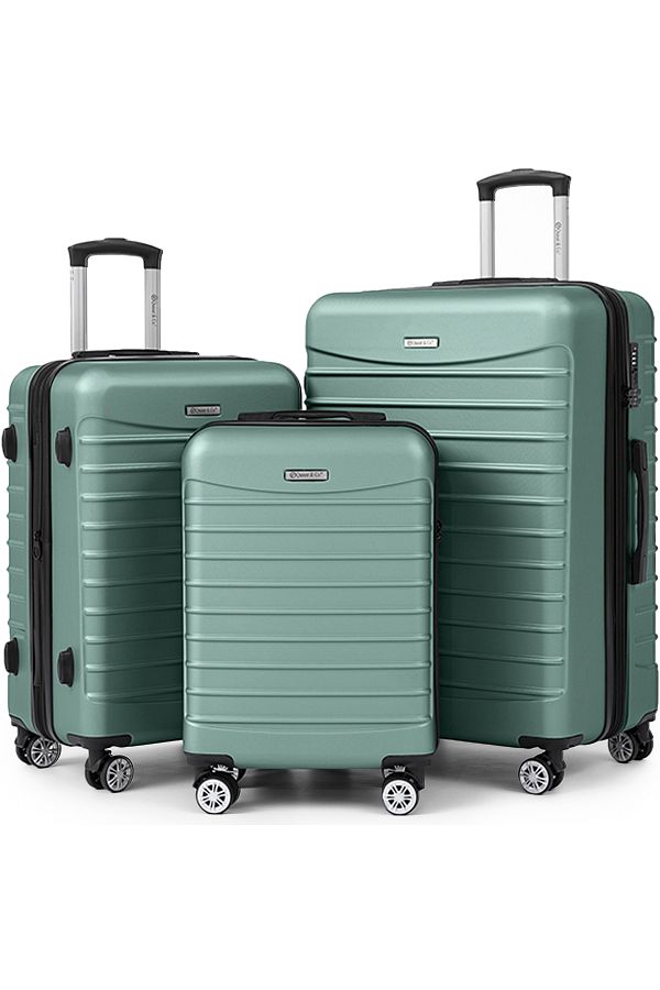 Quasar & Co.-Set of 3 trolleys, S/M/L, Model Line, 4 wheels, telescopic handle, lock, ABS, Light turquoise 1