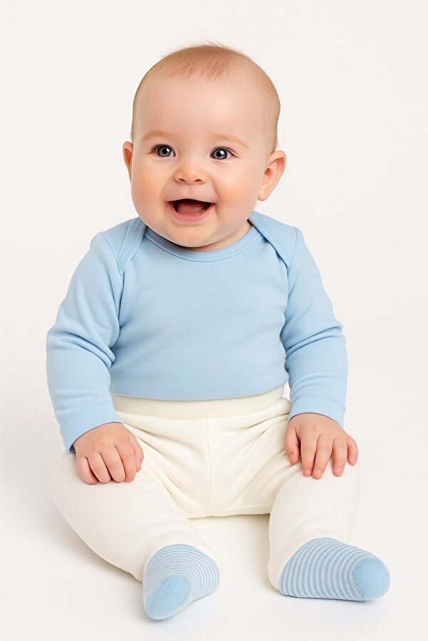 Kindo Baby Bebek Patikli Pantolon , Kendinden Çoraplı Pantolon , Annelerin Favorisi %100 Pamuk Pijama