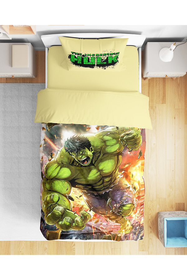 Home-3D Digital Picture Hulk Theme Single Bedding Set 1