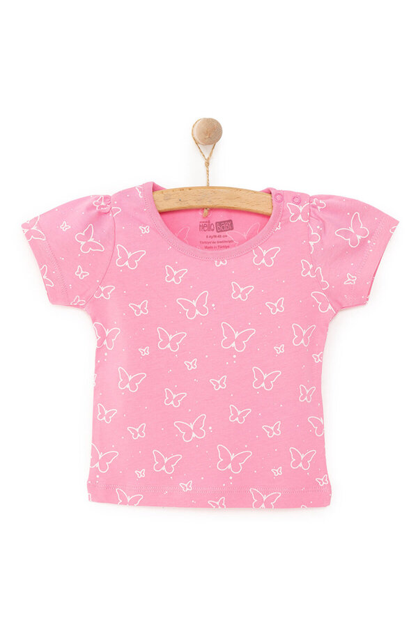 ebebek Hello Baby HelloBaby Kız Bebek Basic Tişört Bisiklet Yaka Kısa Kol Pembe