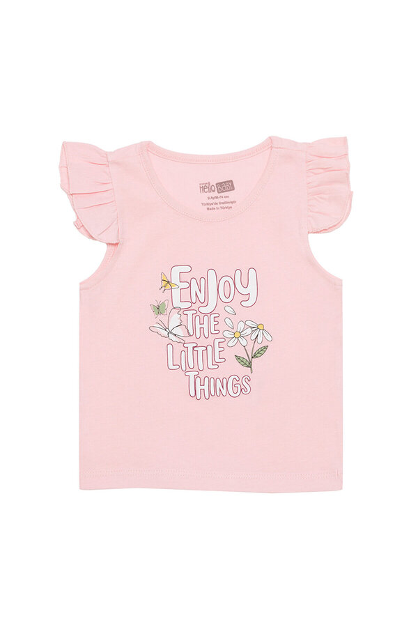 ebebek Hello Baby HelloBaby Basic Kız Kelebek ve Papatya Baskılı Atlet T-shirt Kız Bebek