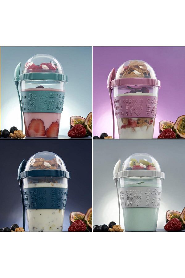 Righton-Take'N Go Prepare and Go Fruit Yogurt Container with Lid and Spoon 600 ml Yogurt Nutrition Container 1
