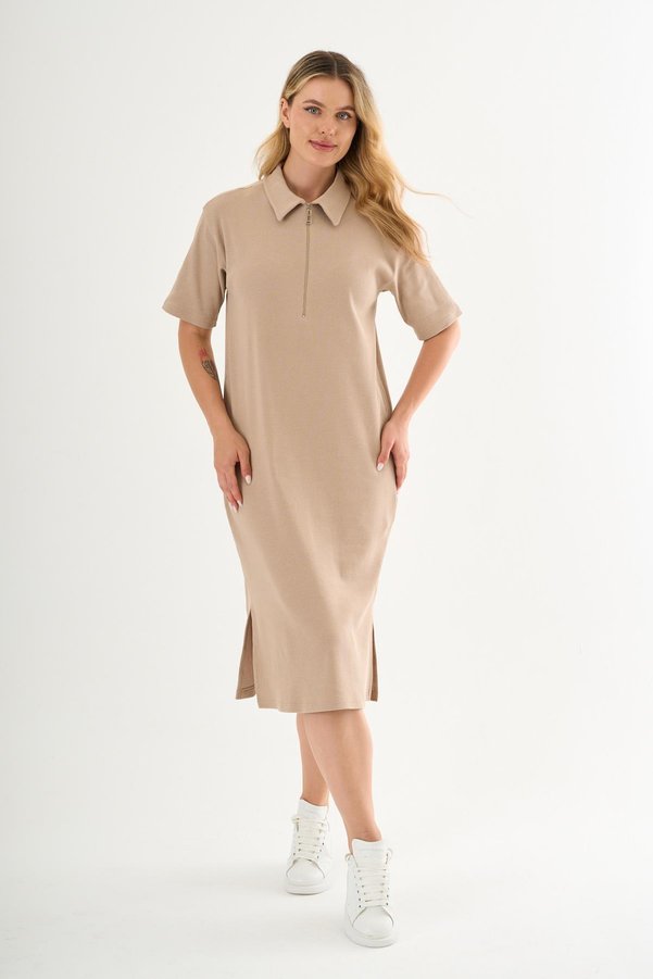 ALEXANDERGARDI Alexandergardi̇ Cord Zipper Detail Shirt Collar Dress (B23-00108)