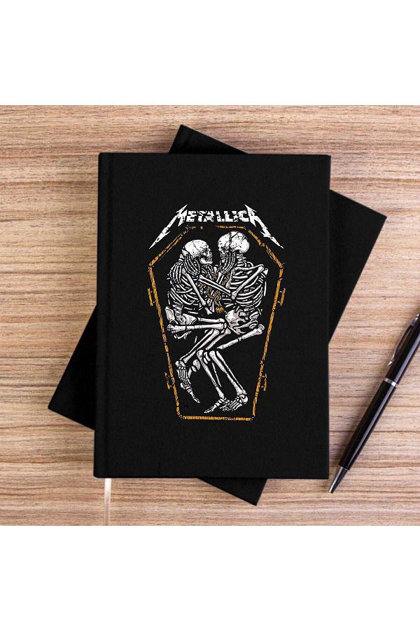 Z zepplin-Metallica Grave Two Skeletons Black Unlined Canvas Notebook 1