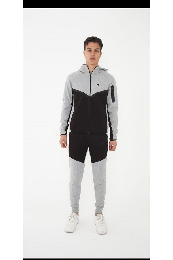 2AS-Tech Fleece Gray-Black Tracksuit Set 1