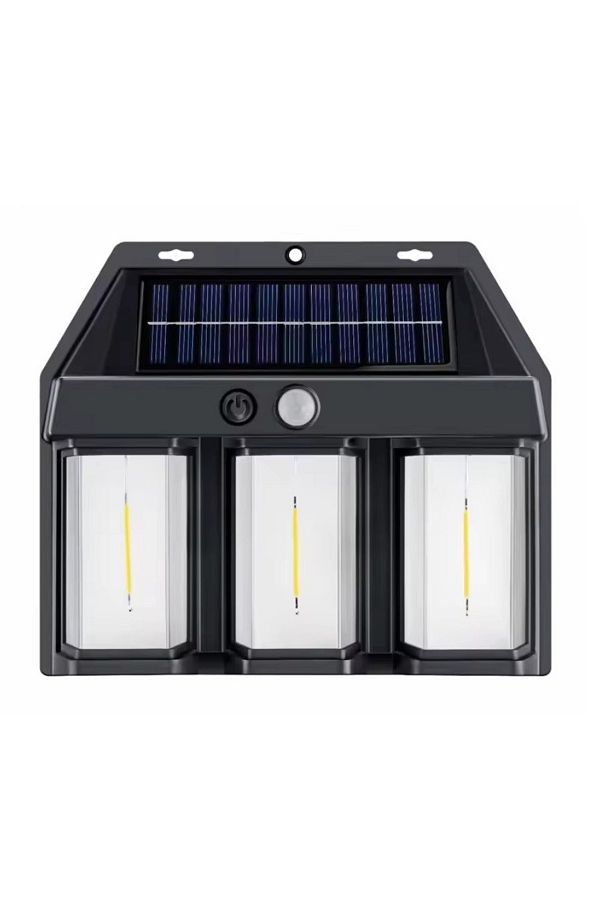 divendi-ro-Solar wall lamp with 3 LED bulbs and 3 lighting modes, motion sensor, IP65, black 1