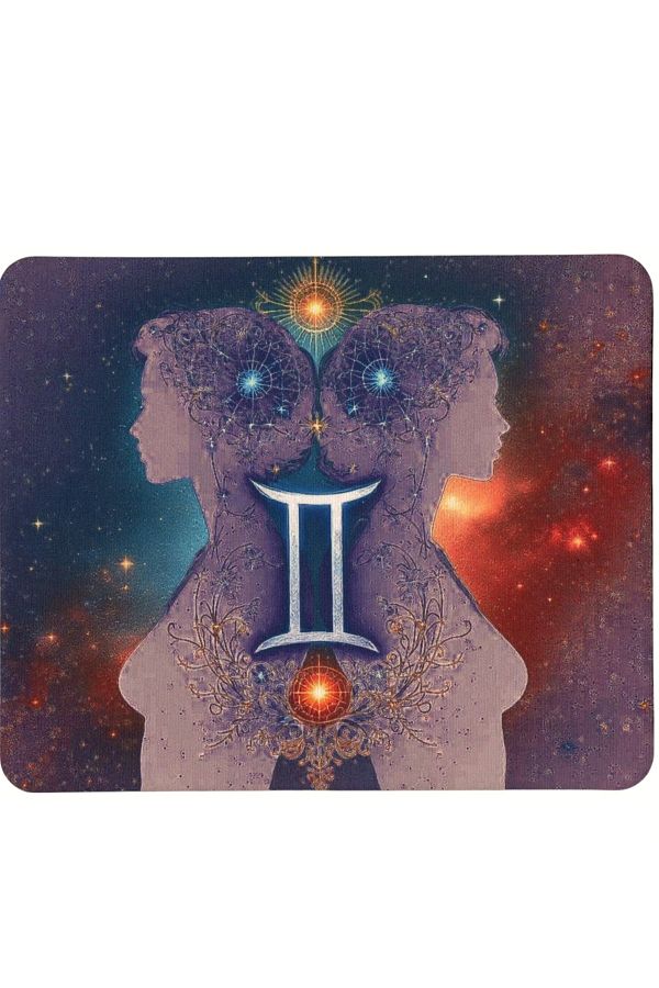 usin-Gemini Zodiac Sign Pattern Non-Slip Base Optical Computer Notebook Zodiac Mouse Pad Horoscopes Mauspad 17X 21cm 1