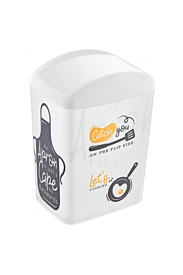 Raki-Trash can with hinged lid 10 lt with Catch you decoration 1