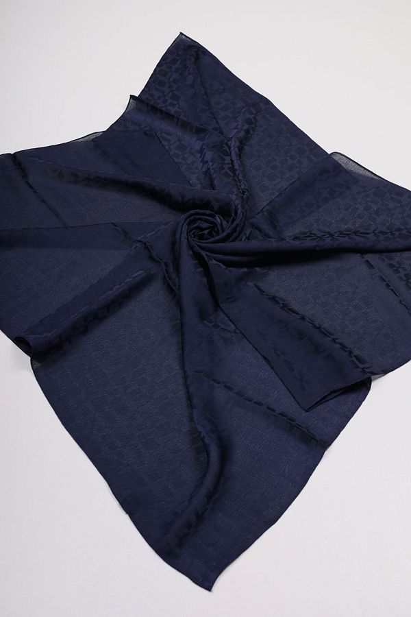 Hint İpek-Self Patterned Sparkle Scarf - Pattern-09 - Navy Blue 1