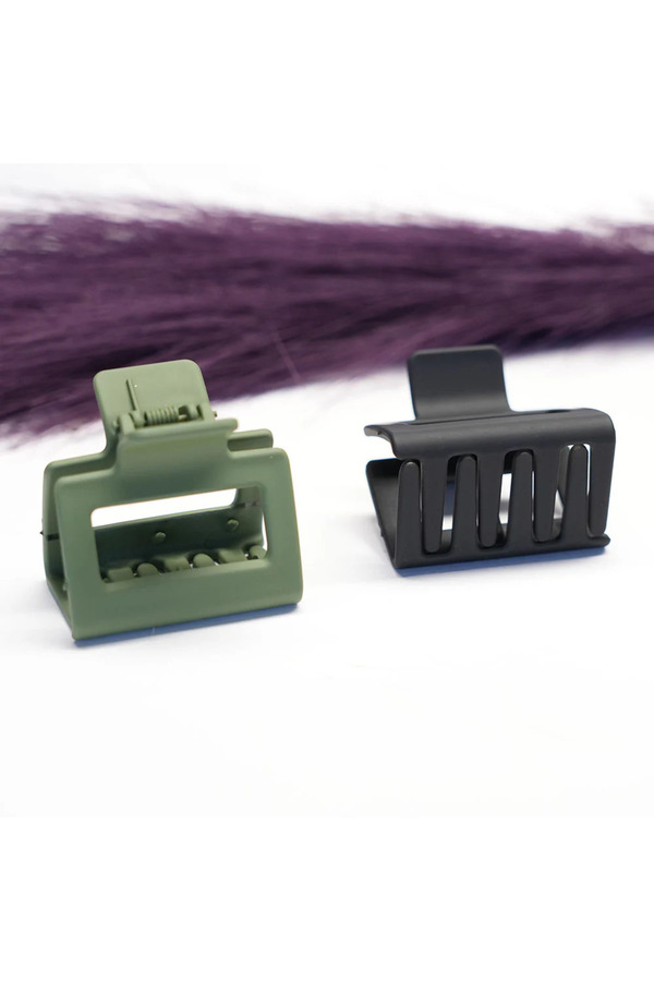 ZAAS-Rectangular Small Hair Clips - Pack of 2 1
