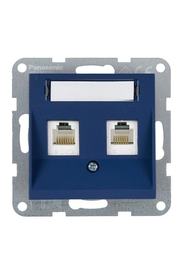 PANASONIC-Mechanism Socket 2xCAT5e with Label Karre Plus 55 Soft Touch Ocean 1