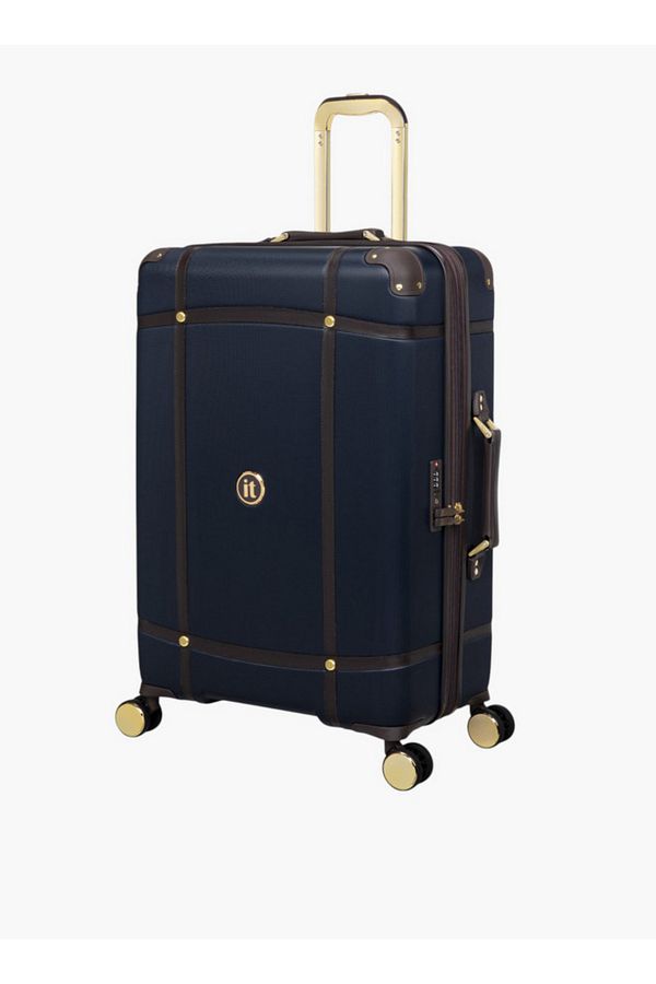 IT-Men Solid Hardcase Trolley Bag with Retractable Handle and Zip Closure - 24 Inches Check-In Bag 1