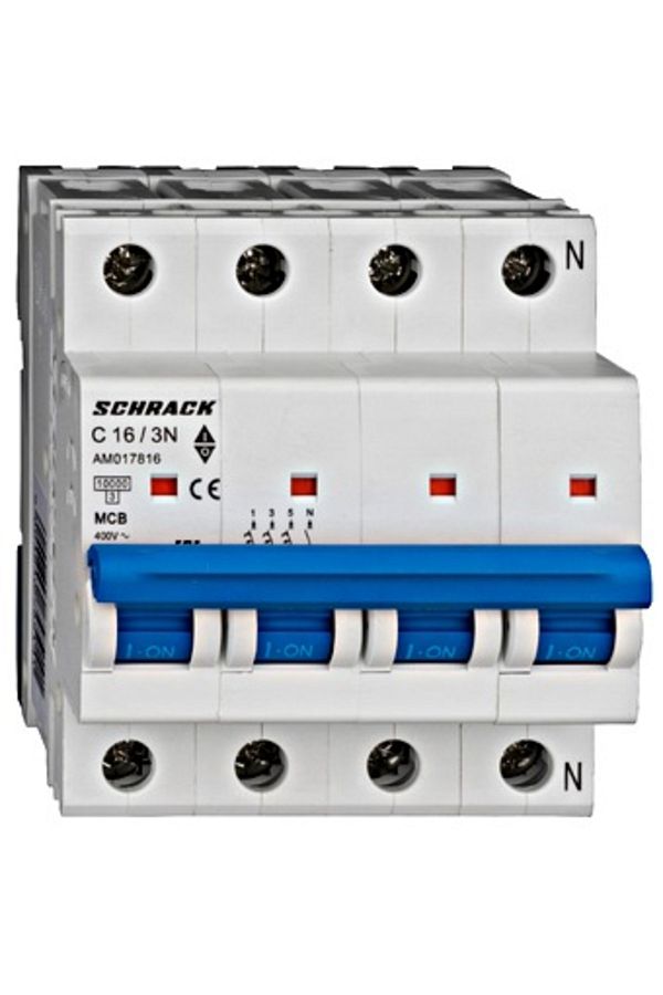 Eti-Circuit breaker MCB, 3P+N, 16A, 10kA, curve C, AMPARO, AM017816--, Schrack 1
