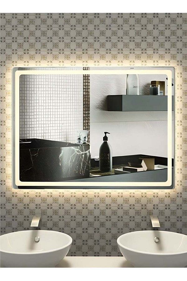 Taimi-60x40cm LED Rectangular Mirror with Touch Control, Front and Back Light, for Bathroom and Makeup 1