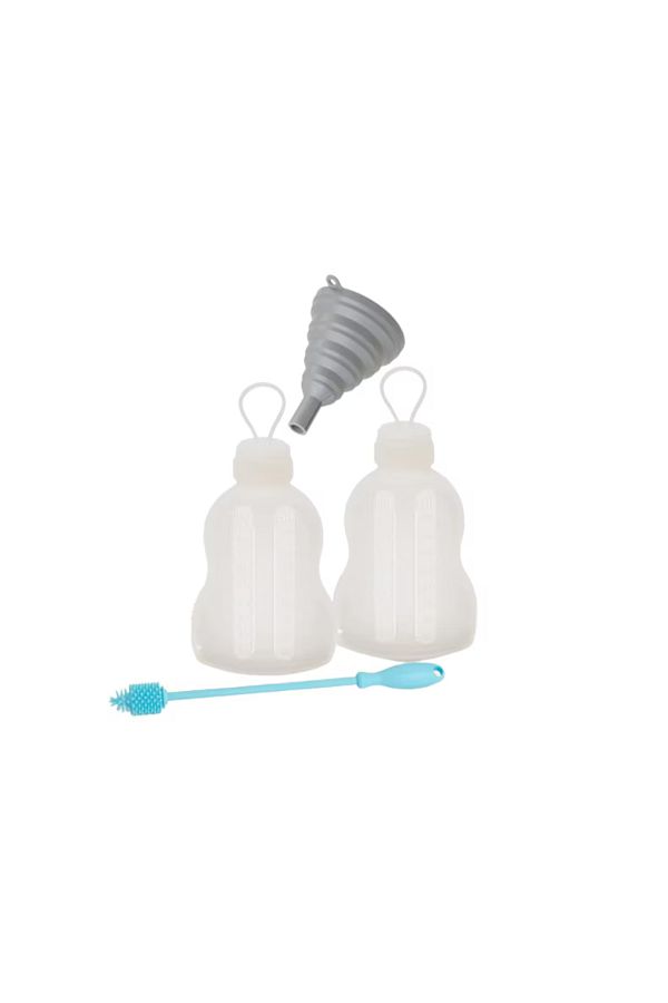 OEM-Set 4 piese pentru depozitare lapte matern, 2 sticle, perie si palnie Kiduy, 250 ml, multicolor 1