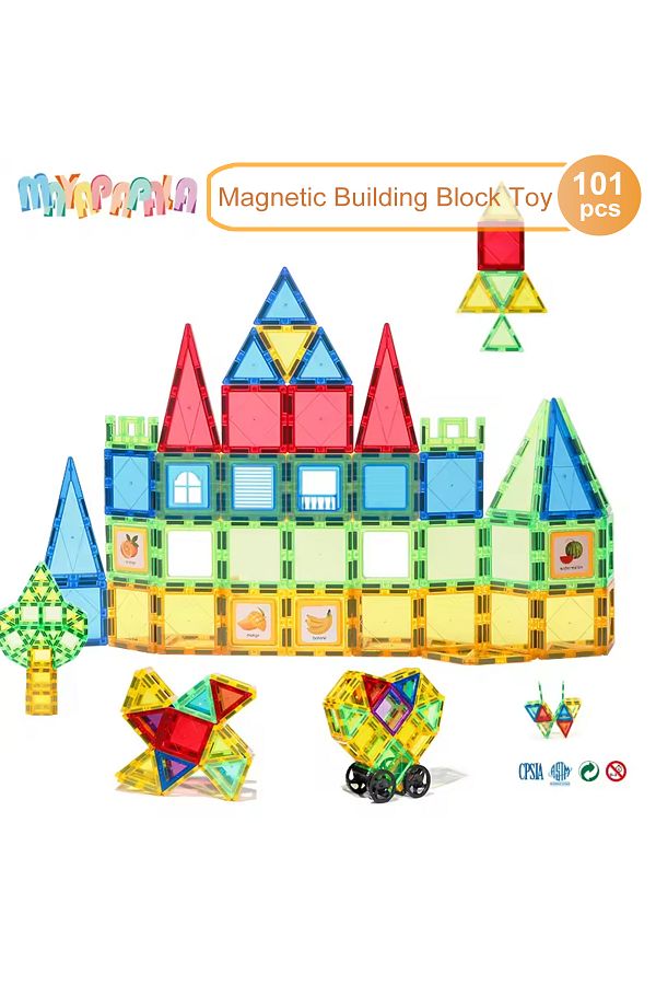 Choice-101pcs With Box Diy Model Designer Construction Magnetic Building Block Toys Set Magnet Block Tiles 1