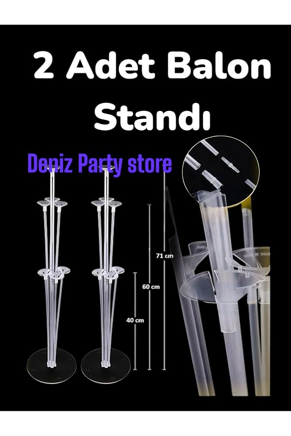 Deniz Party Store-2 Pieces of Standing Balloon Stand with 7 Sticks Set of 2 (Balloon Is Not Included.) 1