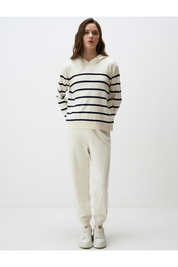Jimmy Key-Ecru High Waist Elastic Leg Jogger Pants 1