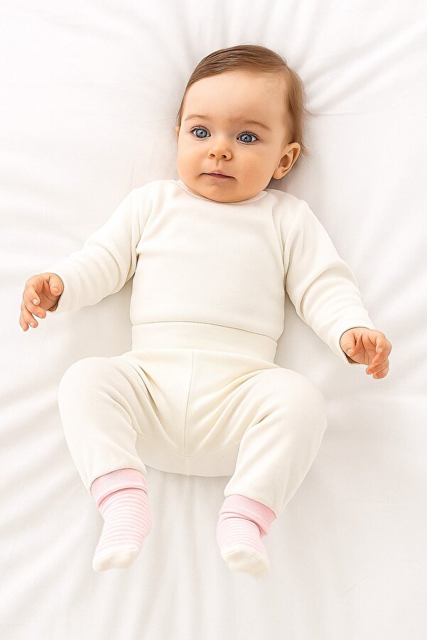 Kindo Baby Bebek Patikli Pantolon , Kendinden Çoraplı Pantolon , Annelerin Favorisi %100 Pamuk