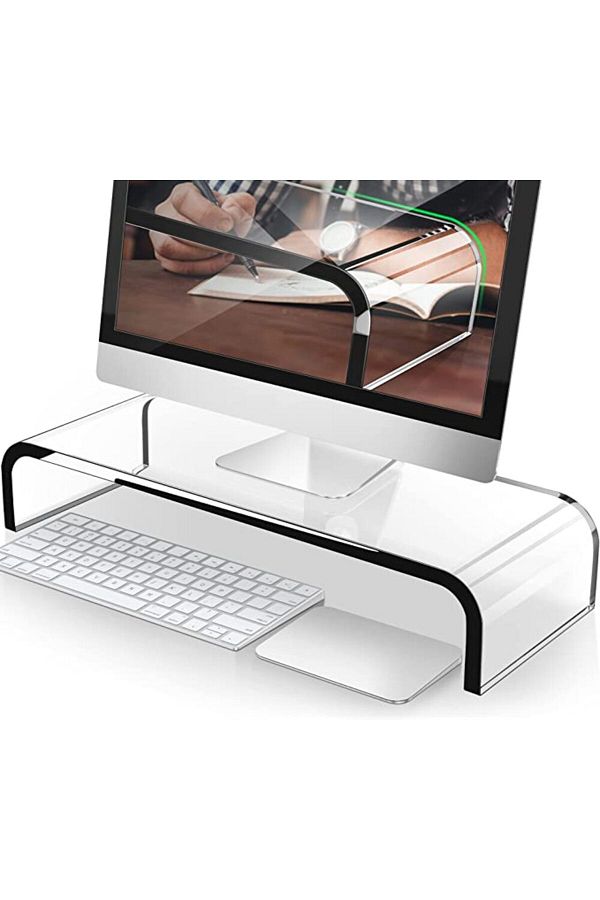 SMARTPOINTS-Premium Acrylic Monitor Stand, Custom Size Monitor Riser/Computer Stand for Home Office Business w/S 1