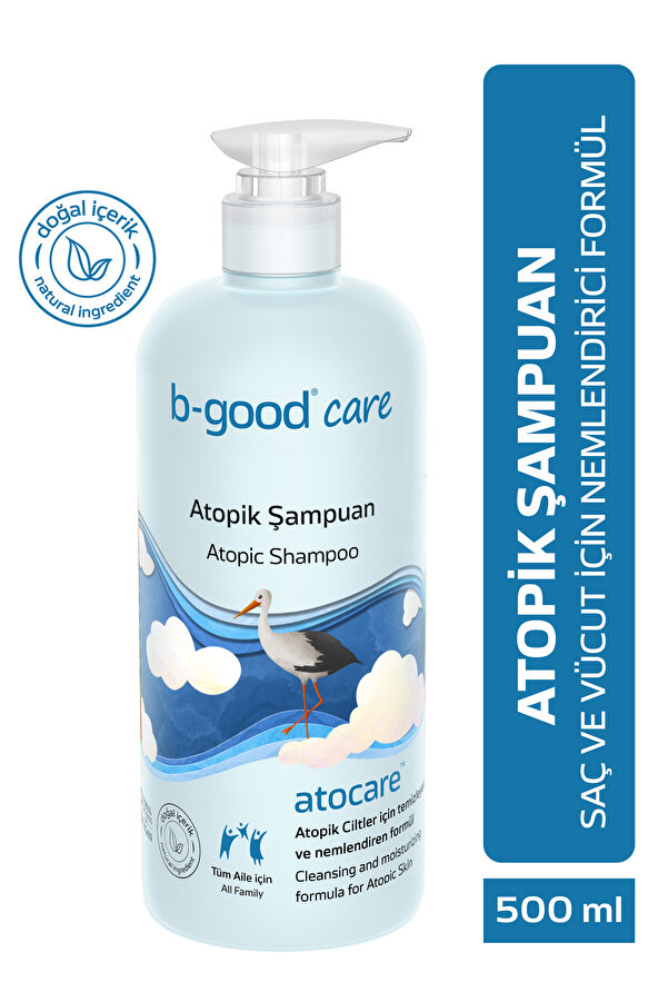 B-GOOD Atocare Atopik Şampuan Saç Vücut Temizleyici Ve Nemlendirici Bebek Çocuk Yetişkin 500 ml