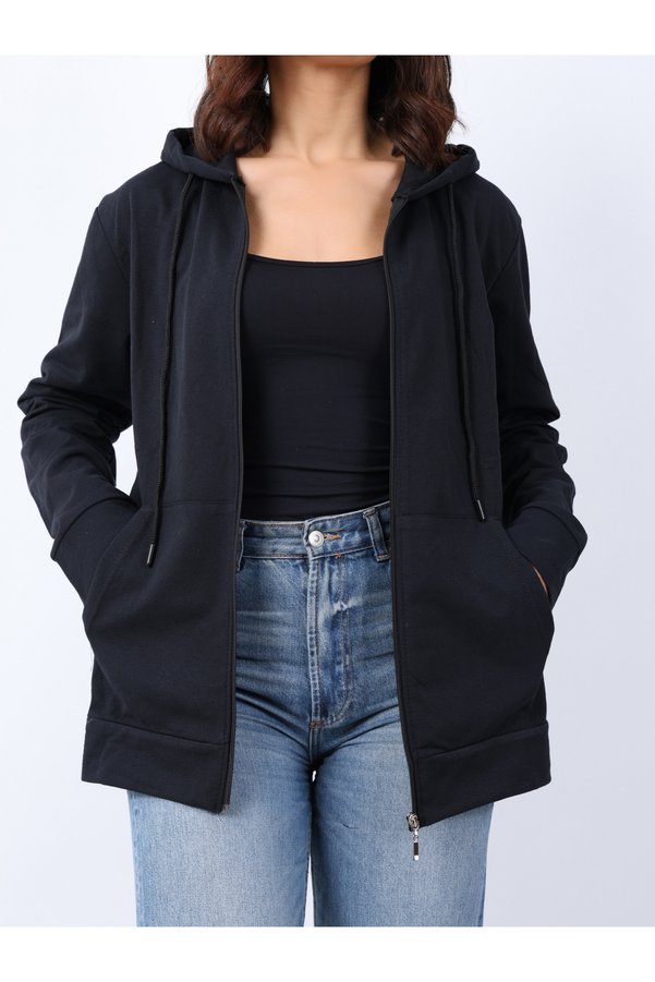 VERSCOVE Sweatshirt Kangaroo Pocket Hooded Front Zippered 2-Thread Transitional Comfortable Fit