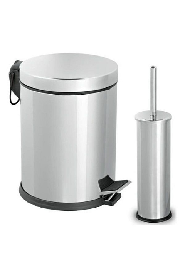 Demiray-Stainless 3 Lt Trash Can - Toilet Brush Set of 2 (Glossy) 1