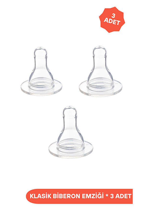 Fatoş Bebe Silikon Klasik Biberon Emziği 3 adet, yedek emzik