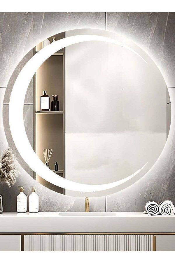 Taimi-90CM Framless Bathroom Mirror with 3-Levels Front LED Hilal Shape LED , Wall Mirror, Makup Mirror 1