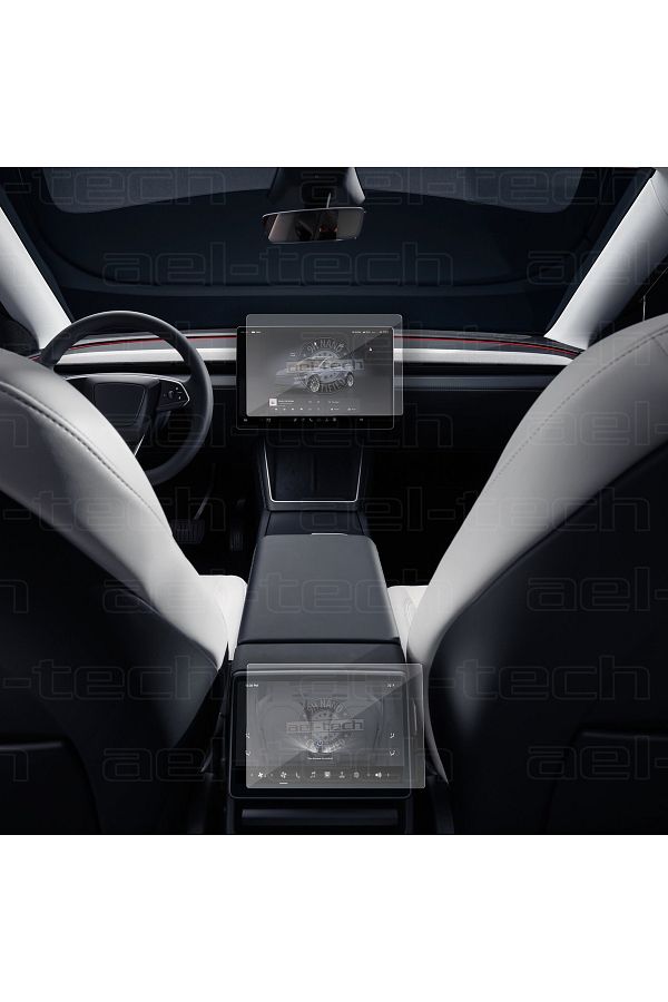 ael-tech-Tesla Model Y Juniper 2025 15.4 Inch Navigation and Rear Passenger Screen Compatible Nano Protector Set of 2 1