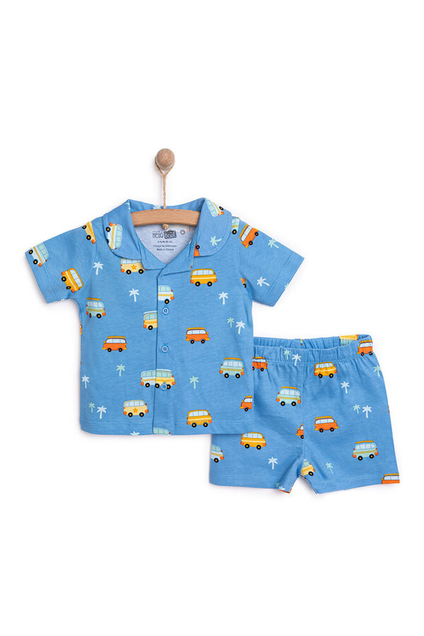 ebebek Hello Baby HelloBaby Kısa Kol Gömlek Yaka Pijama Takımı Erkek Bebek