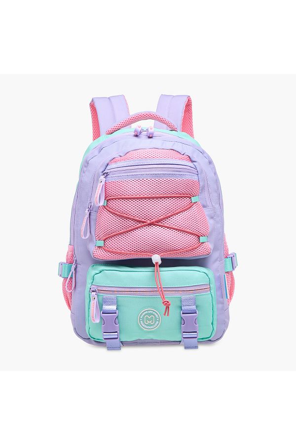 Marshmallow-Colourblock Backpack with Adjustable Shoulder Straps and Zip Closure - 33x43x16 cms 1