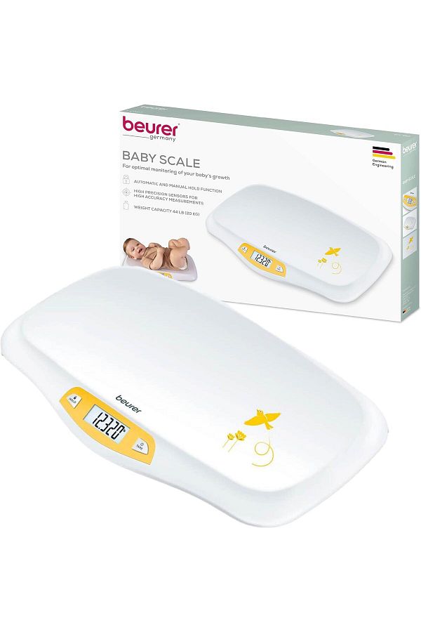 Beurer-Digital Scale for Babies and Pets with Curved Base and Large LCD Screen - Model BY80 White 1