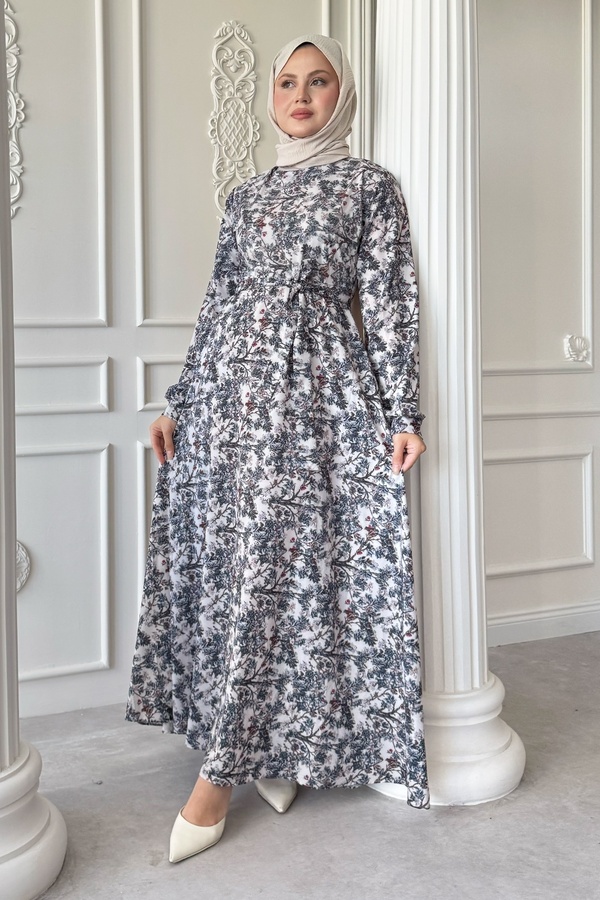 InStyle-Wildflower Gray Satin Dress 1